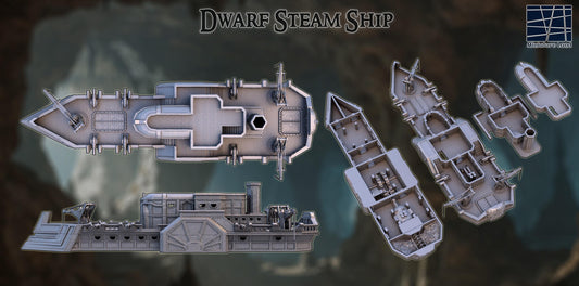 Dwarf Steam Ship - Tabletop Terrain - 28 MM, Tabletop 3D Printed Terrain by MiniatureLand, Perfect for Wargaming and RPGs