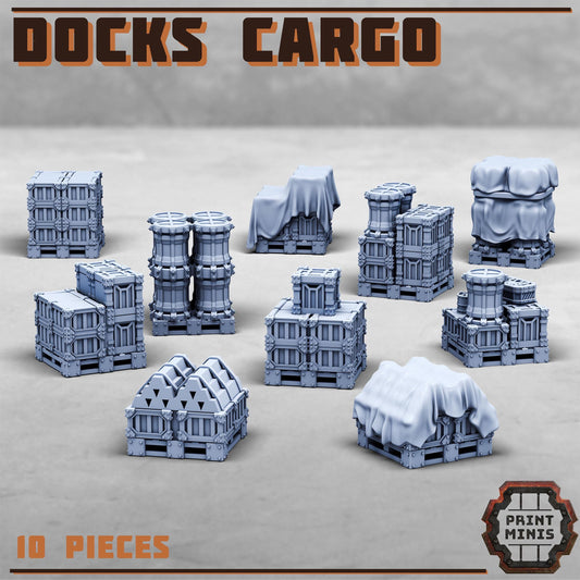 Docks Cargo Set x10 - Sci-Fi Space Industrial Terrain by Print Minis