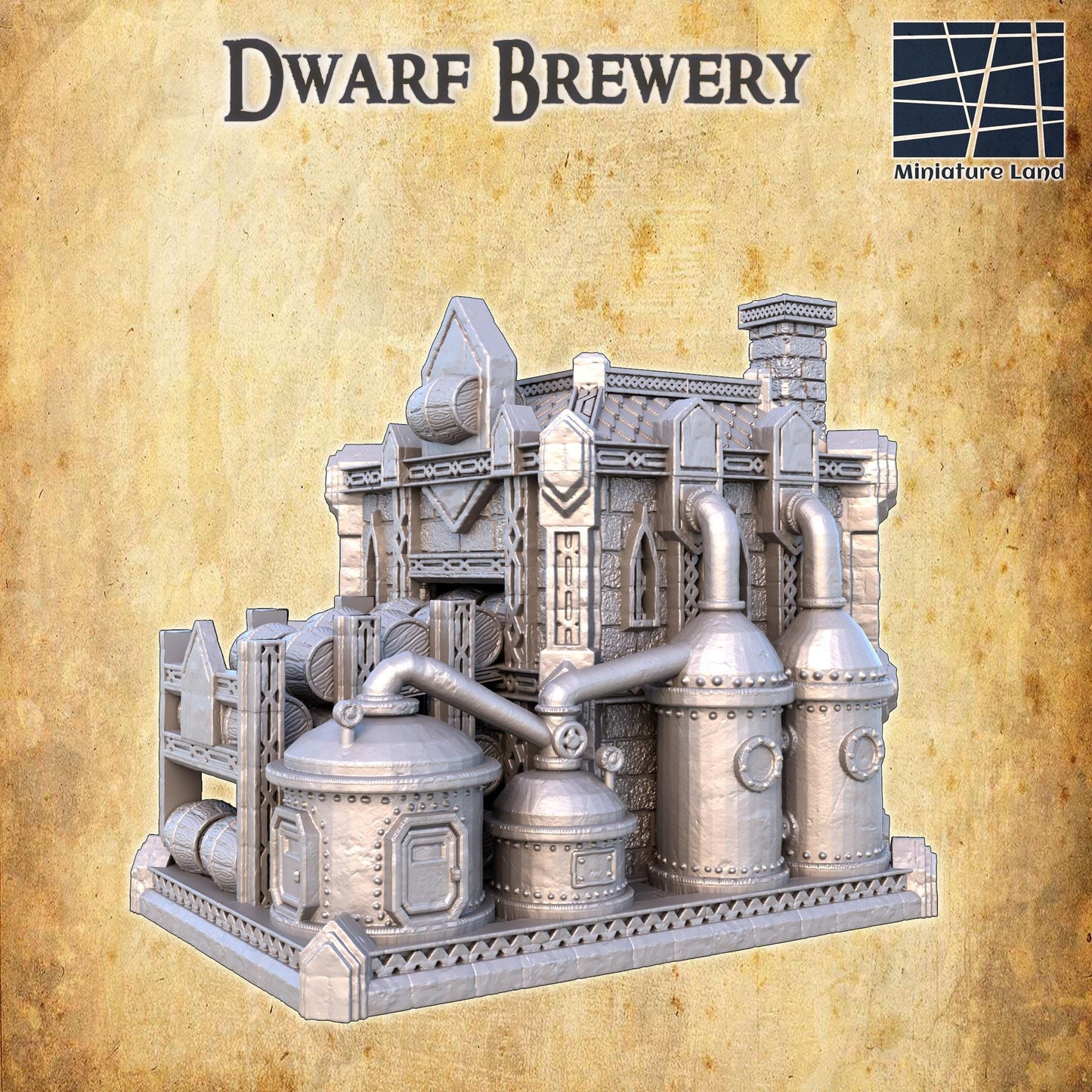 Dwarf Brewery - Tabletop Terrain - 28 MM, Tabletop 3D Printed Terrain by MiniatureLand, Perfect for Wargaming and RPGs