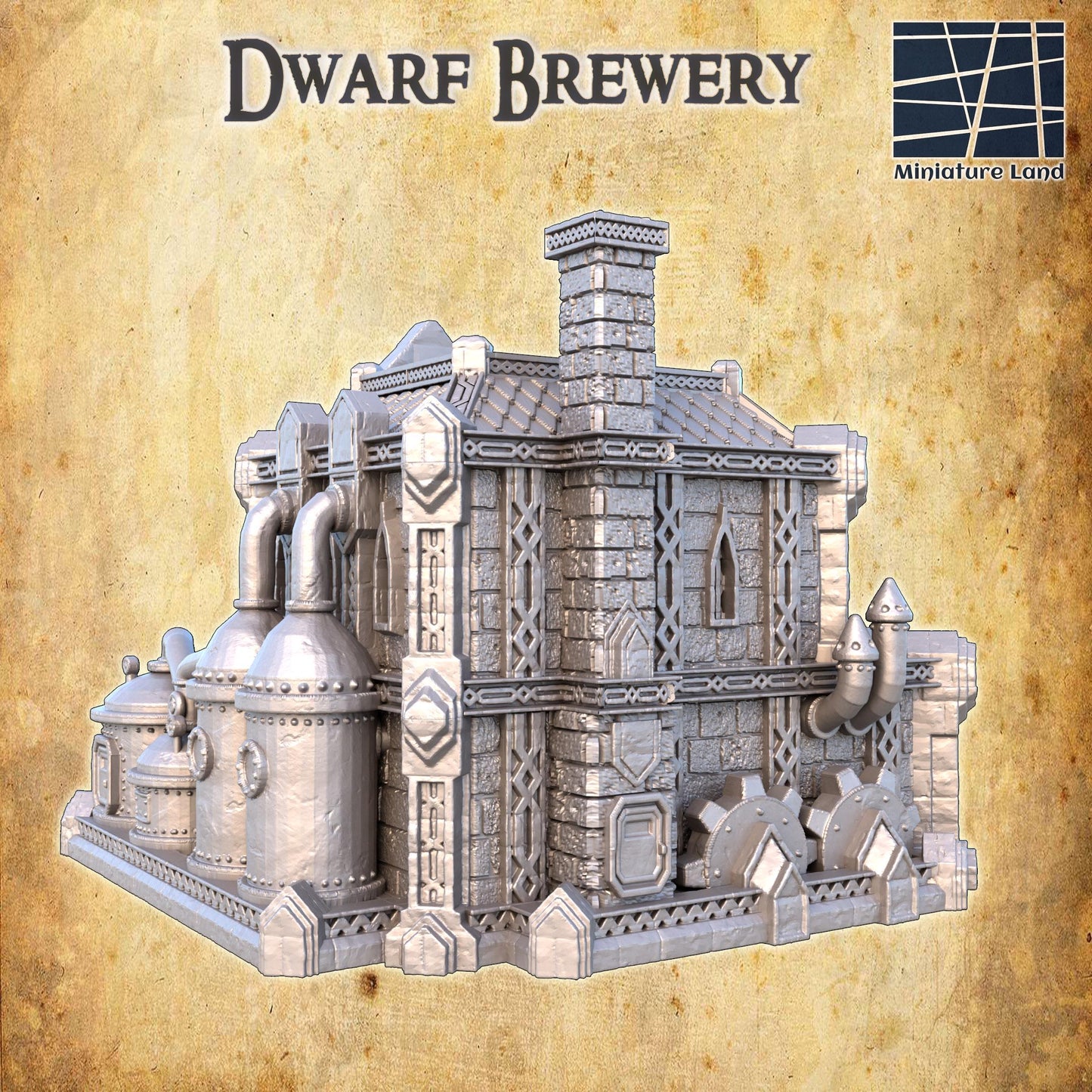Dwarf Brewery - Tabletop Terrain - 28 MM, Tabletop 3D Printed Terrain by MiniatureLand, Perfect for Wargaming and RPGs