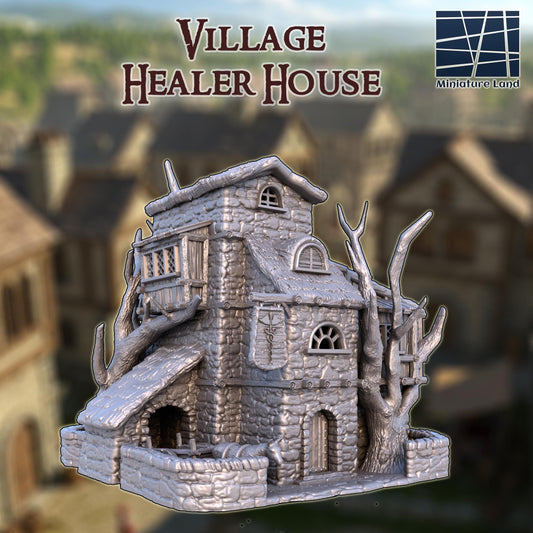 Village Healer House - Tabletop Terrain - 28 MM, Tabletop 3D Printed Terrain by MiniatureLand, Perfect for Wargaming and RPGs