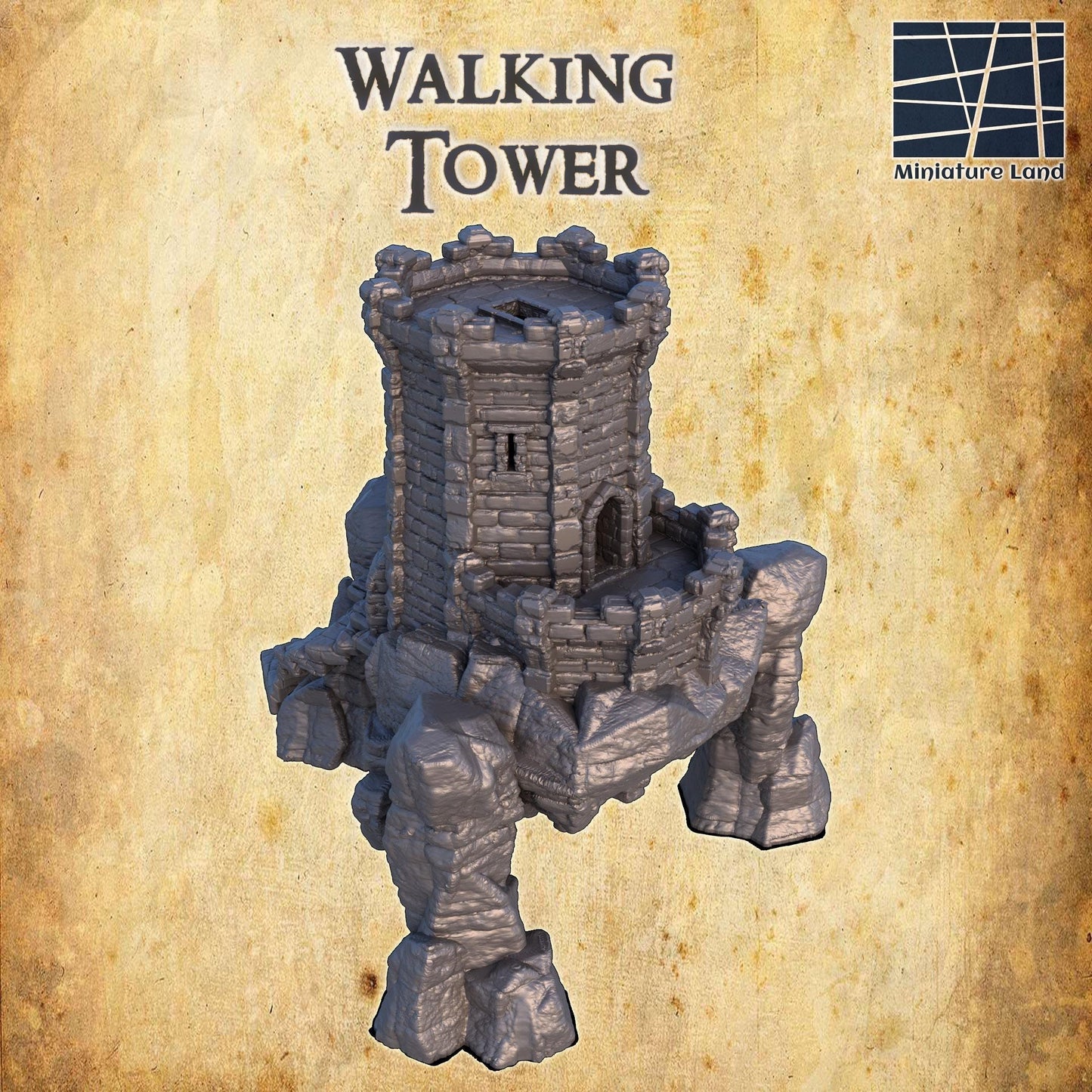 Walking Tower - Tabletop Terrain - 28 MM, Tabletop 3D Printed Terrain by MiniatureLand, Perfect for Wargaming and RPGs