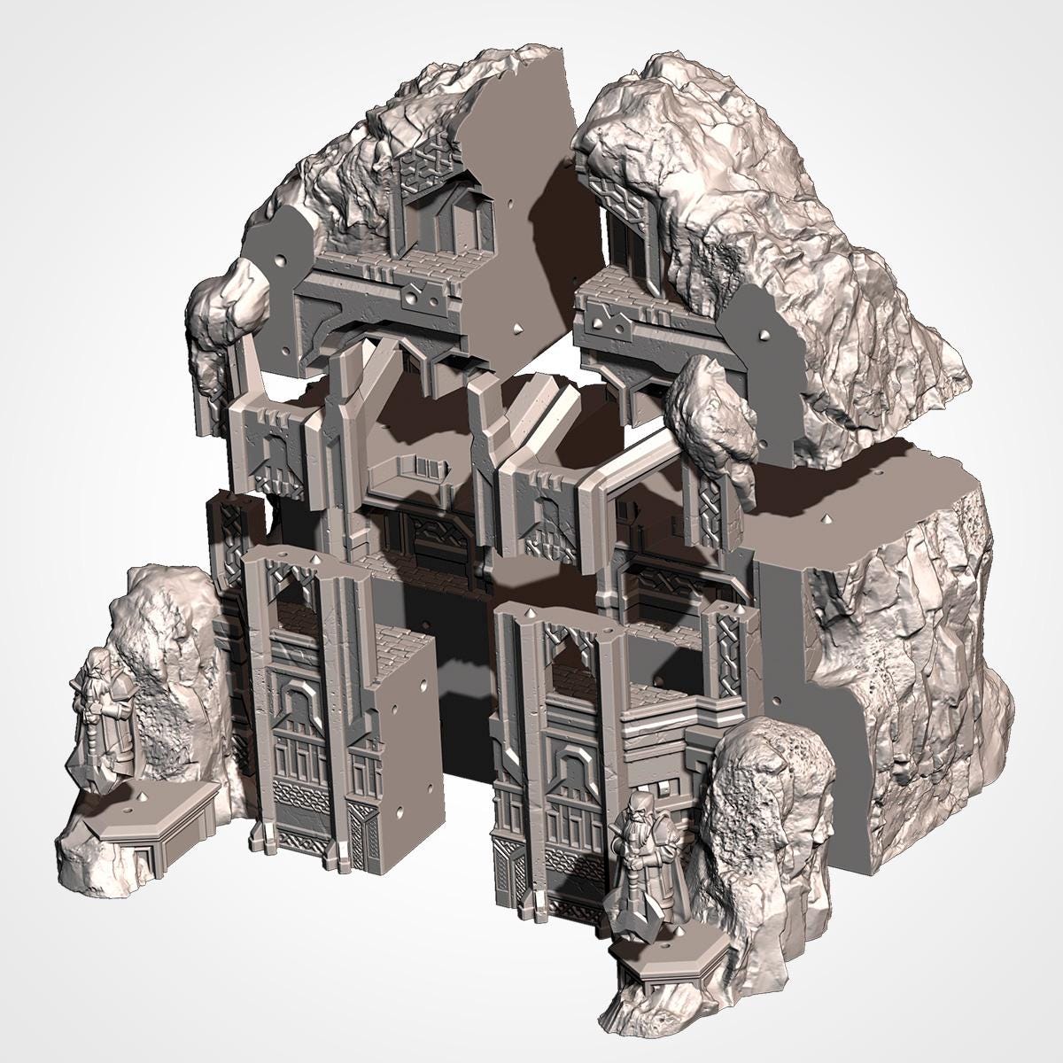THE ISOLATED MOUNTAIN Txarli Factory Dwarven Holds 5-part Terrain Set, Perfect for Tabletop Wargames