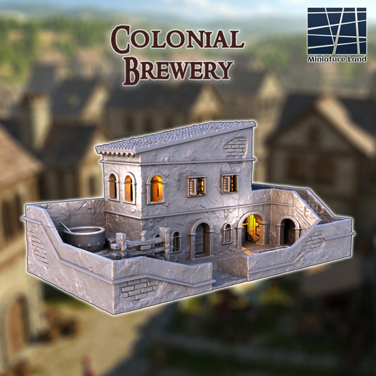 Colonial Brewery - Tabletop Terrain - 28 MM, Tabletop 3D Printed Terrain by MiniatureLand, Perfect for Wargaming and RPGs