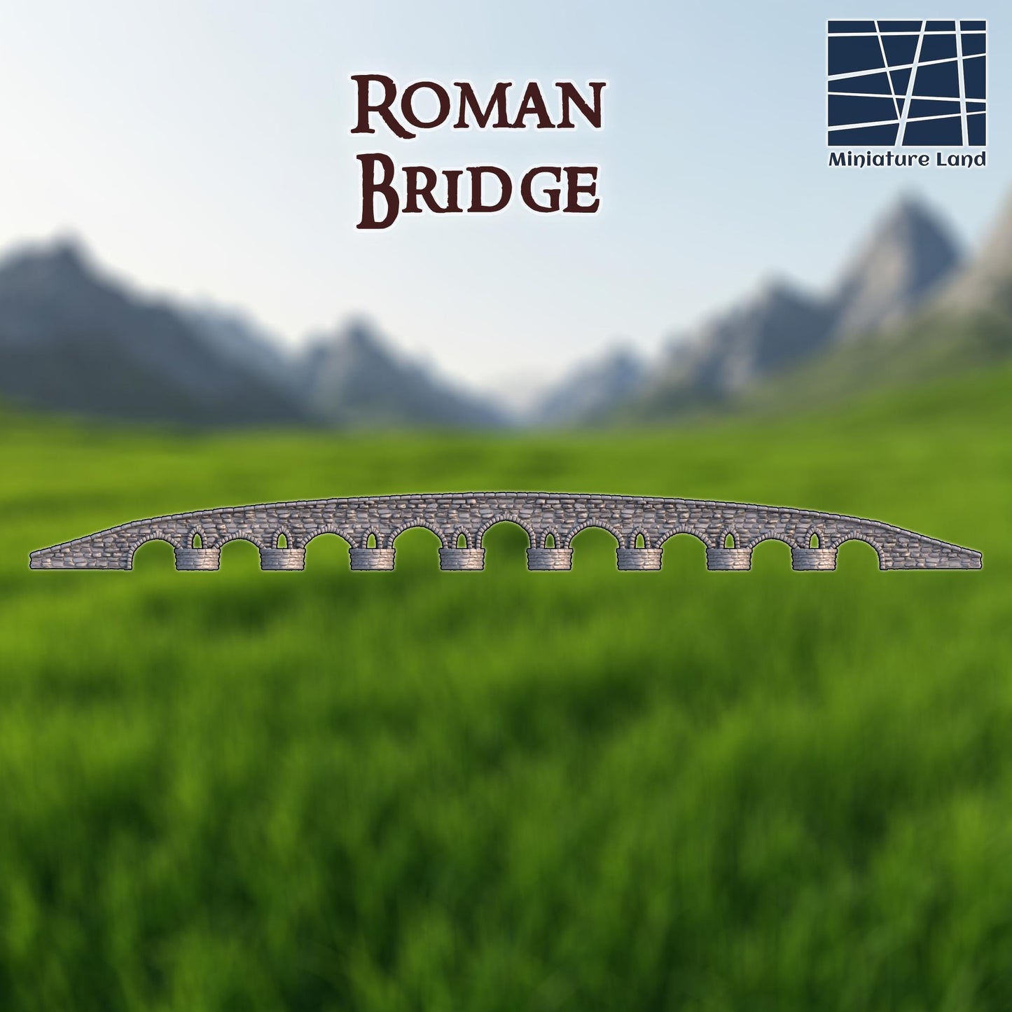 Ancient Roman Bridge - Tabletop Terrain - 28 MM, Tabletop 3D Printed Terrain by MiniatureLand, Perfect for Wargaming and RPGs