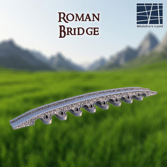 Ancient Roman Bridge - Tabletop Terrain - 28 MM, Tabletop 3D Printed Terrain by MiniatureLand, Perfect for Wargaming and RPGs