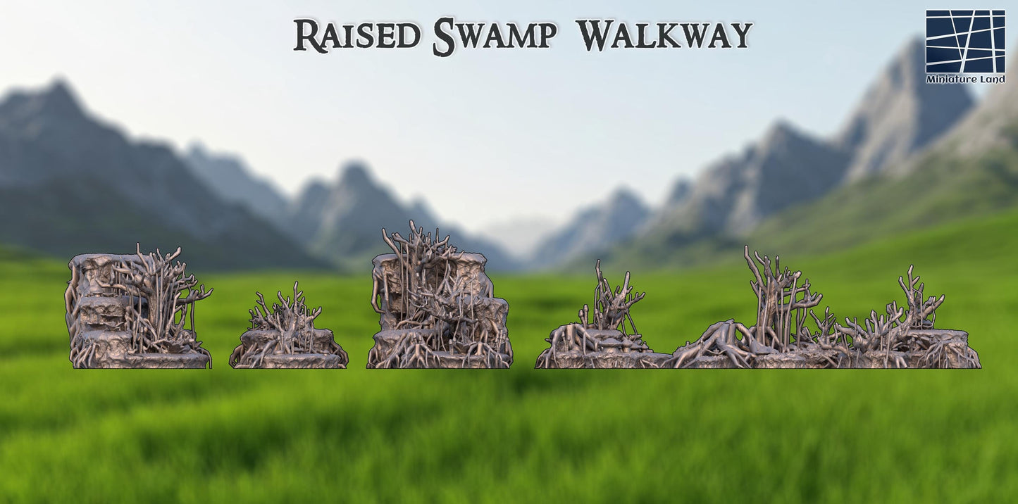 Raised Swamp Walkway - Tabletop Terrain - 28 MM, Tabletop 3D Printed Terrain by MiniatureLand, Perfect for Wargaming and RPGs