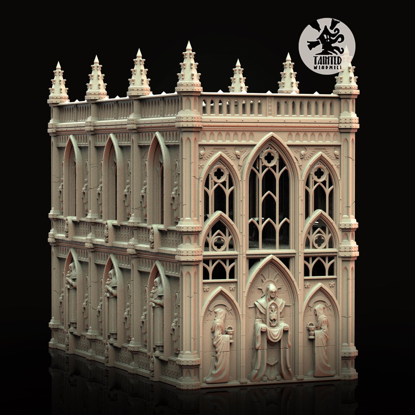 Gothic Building 1, Imperial Cathedral Terrain Sculpted by Tainted Windmill for Wargames set in the Grimdark Future