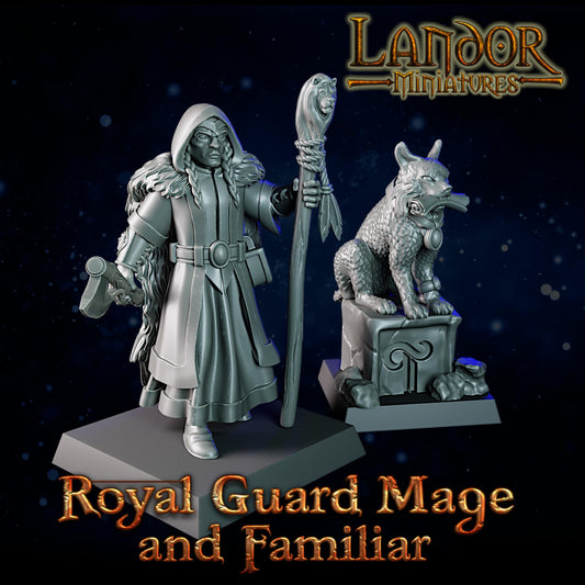 Royal Guard Mage and Familiar, Modular High Elven miniatures by Landor Miniatures! High Elves for Fantasy Wargames