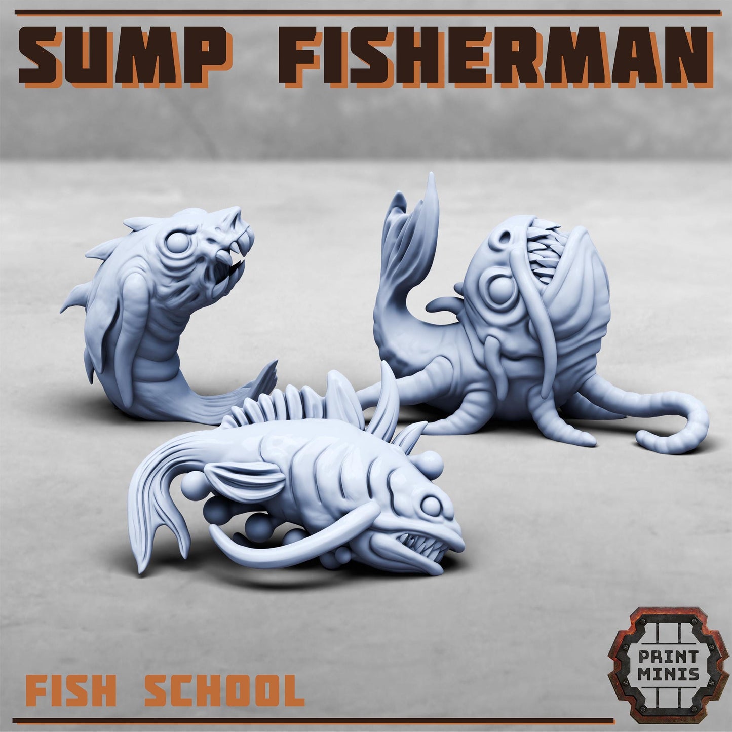 Sump Fisherman w/ Fish School - Sci-Fi Grimdark Sump Pirate by Print Minis