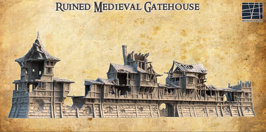 Ruined Medieval Gatehouse - Tabletop Terrain - 28 MM, Tabletop 3D Printed Terrain by MiniatureLand, Perfect for Wargaming and RPGs