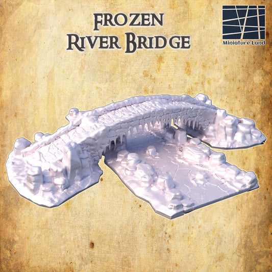 Frozen River Bridge - Tabletop Terrain - 28 MM, Tabletop 3D Printed Terrain by MiniatureLand, Perfect for Wargaming and RPGs