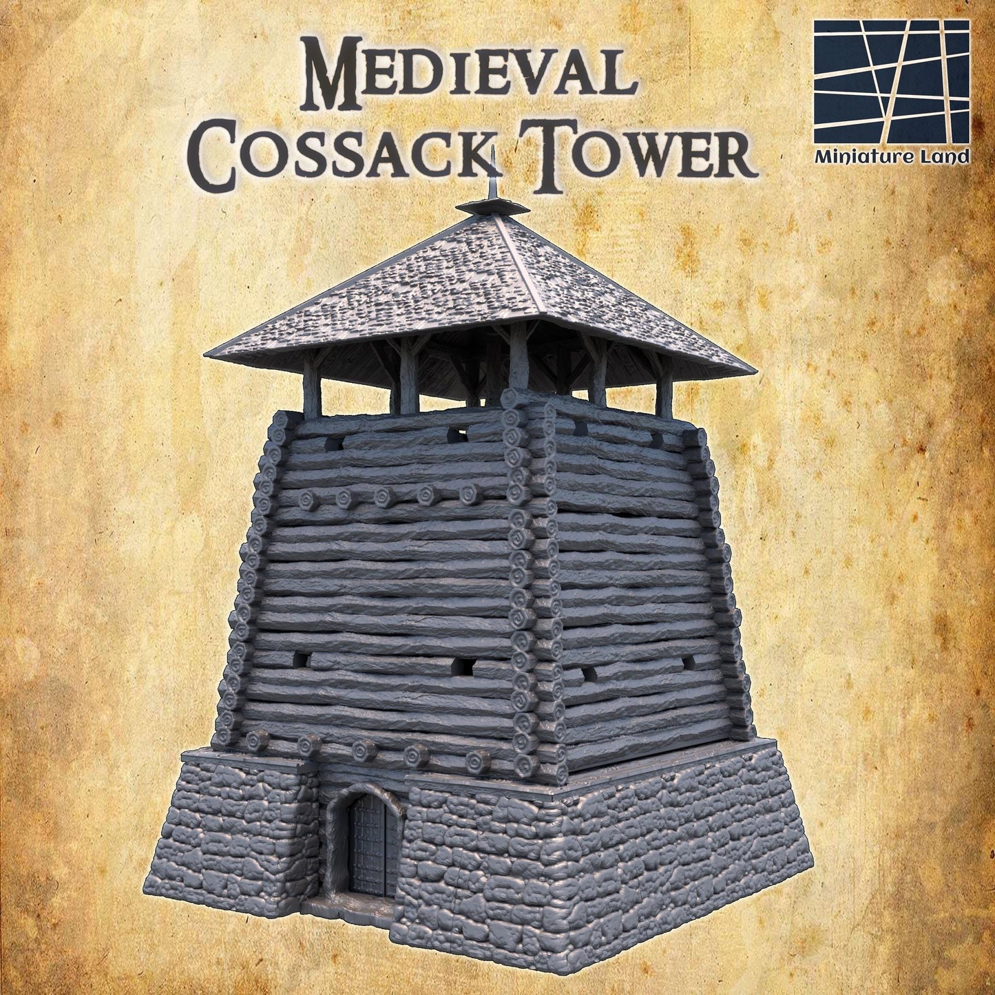 Wooden Keep - Tabletop Terrain - 28 MM, Tabletop 3D Printed Terrain by MiniatureLand, Perfect for Wargaming and RPGs