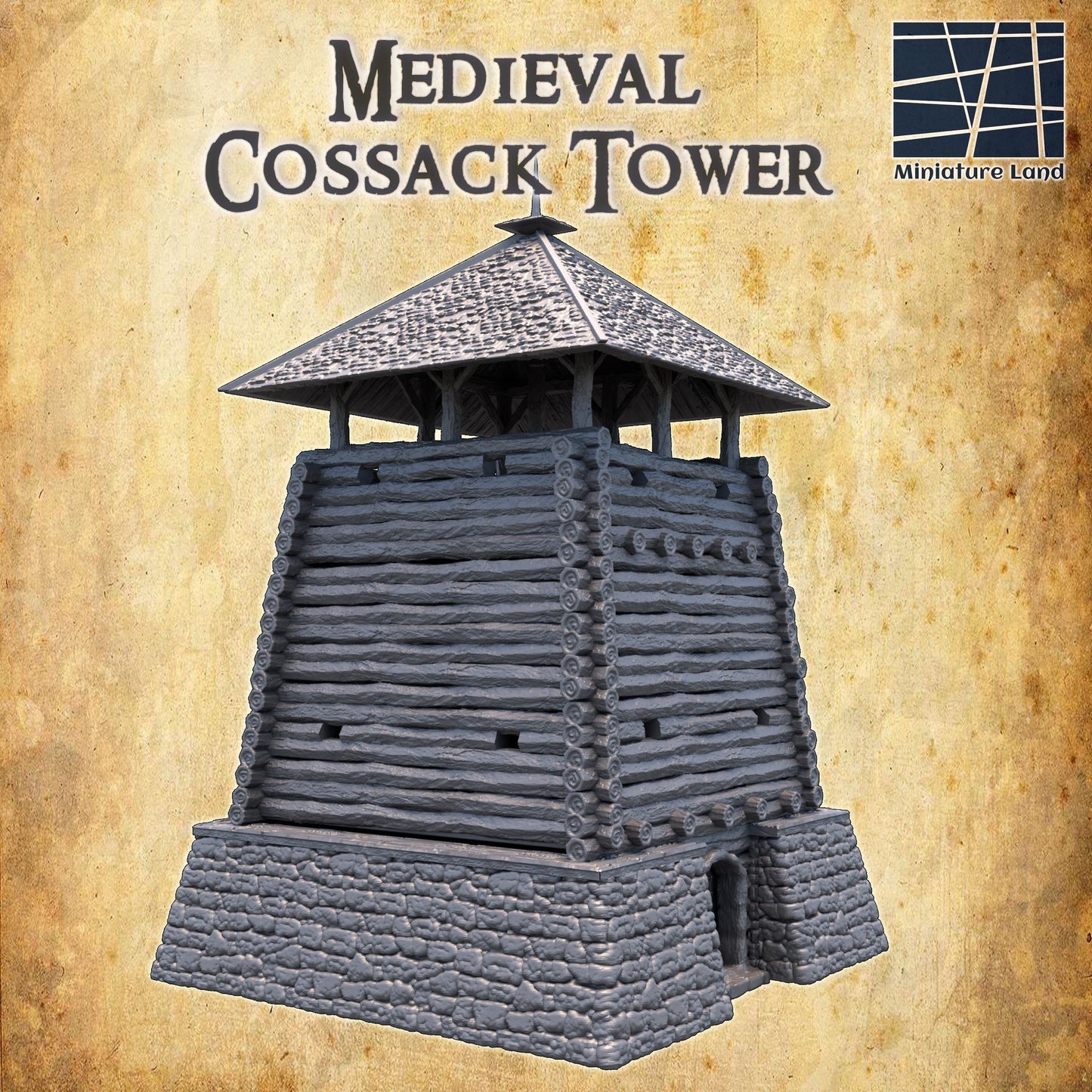 Wooden Keep - Tabletop Terrain - 28 MM, Tabletop 3D Printed Terrain by MiniatureLand, Perfect for Wargaming and RPGs