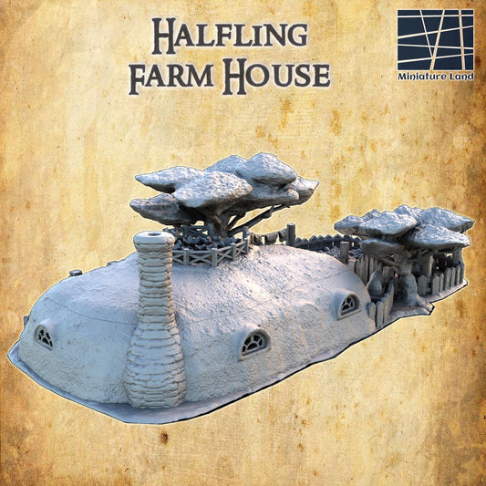 Halfling Farmhouse - Tabletop Terrain - 28 MM, Tabletop 3D Printed Terrain by MiniatureLand, Perfect for Wargaming and RPGs