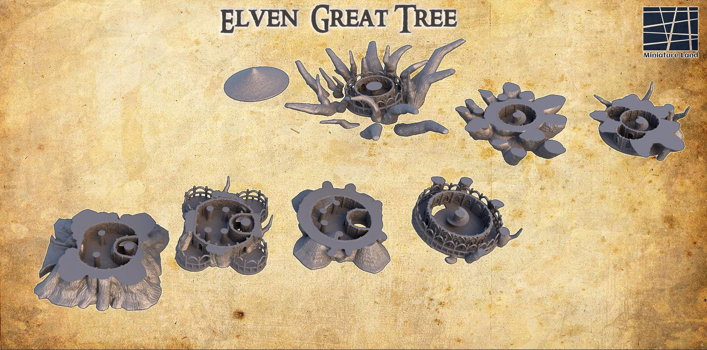 Elven Great Tree - Tabletop Terrain - 28 MM, Tabletop 3D Printed Terrain by MiniatureLand, Perfect for Wargaming and RPGs