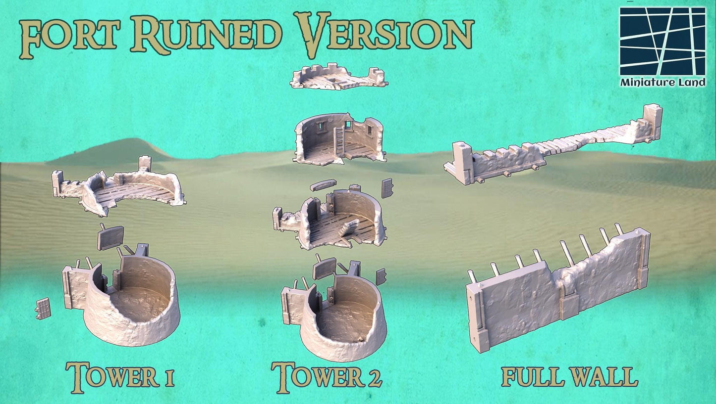 Modular Desert Fort - Tabletop Terrain - 28 MM 3D Printed Terrain by MiniatureLand, Perfect for Wargaming and RPGs