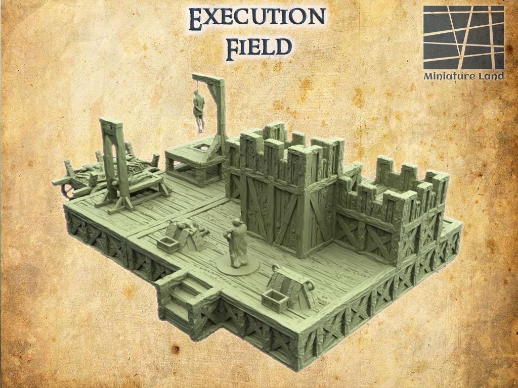 Execution Field - Tabletop Terrain - 28 MM, Tabletop 3D Printed Terrain by MiniatureLand, Perfect for Wargaming and RPGs