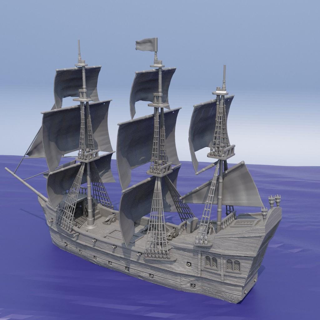 Pirate Galley - Tabletop Terrain - 28 MM, Tabletop 3D Printed Terrain by MiniatureLand, Perfect for Wargaming and RPGs