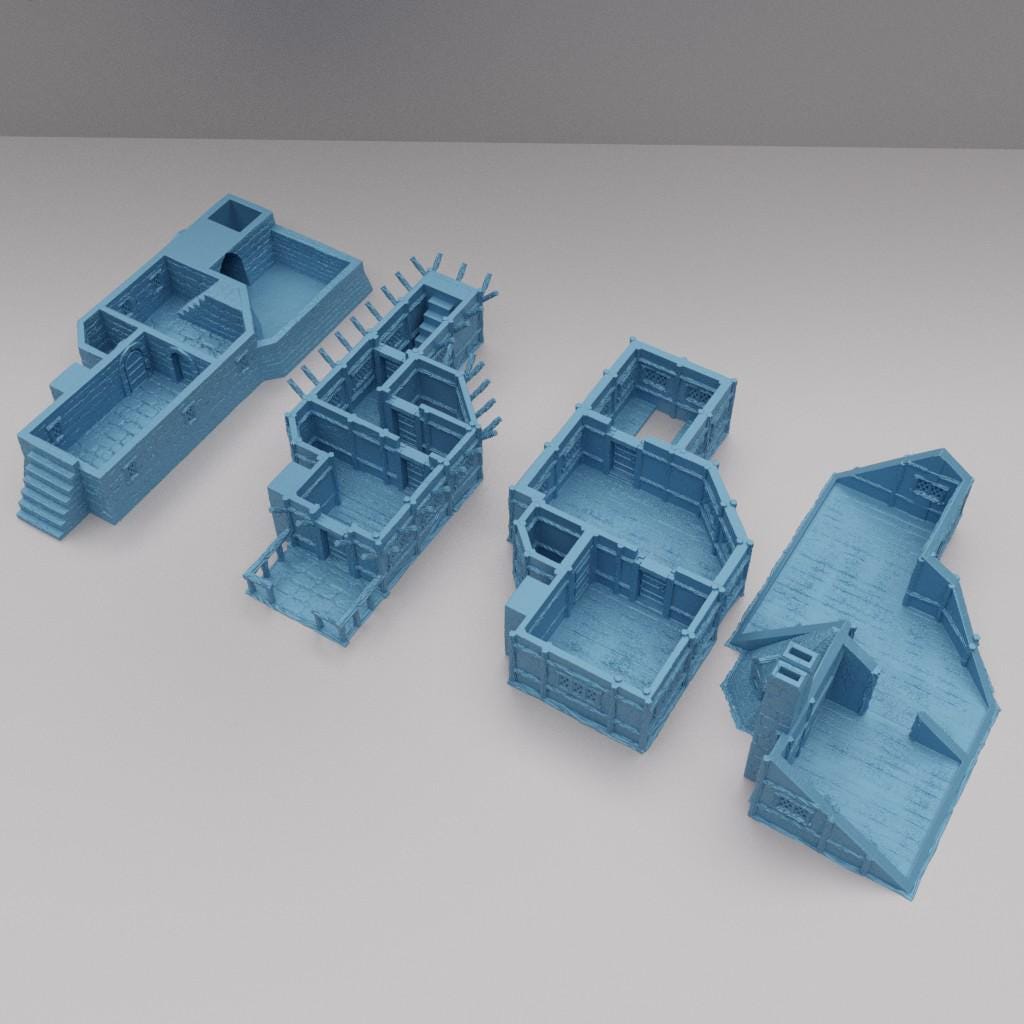 Medieval Townhall - Tabletop Terrain - 28 MM, Tabletop 3D Printed Terrain by MiniatureLand, Perfect for Wargaming and RPGs