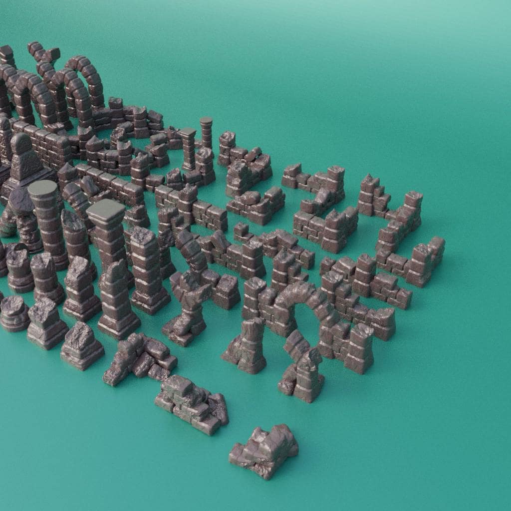 Ancient Ruins - Tabletop Terrain - 28 MM, Tabletop 3D Printed Terrain by MiniatureLand, Perfect for Wargaming and RPGs