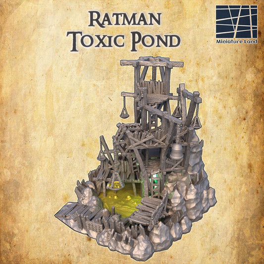 Ratman Toxic Pond - Tabletop Terrain - 28 MM, Tabletop 3D Printed Terrain by MiniatureLand, Perfect for Wargaming and RPGs