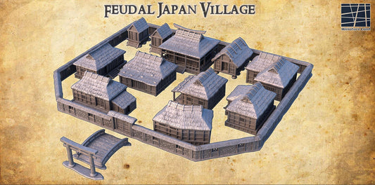 Feudal Japan Village - Tabletop Terrain - 28 MM, Tabletop 3D Printed Terrain by MiniatureLand, Perfect for Wargaming and RPGs