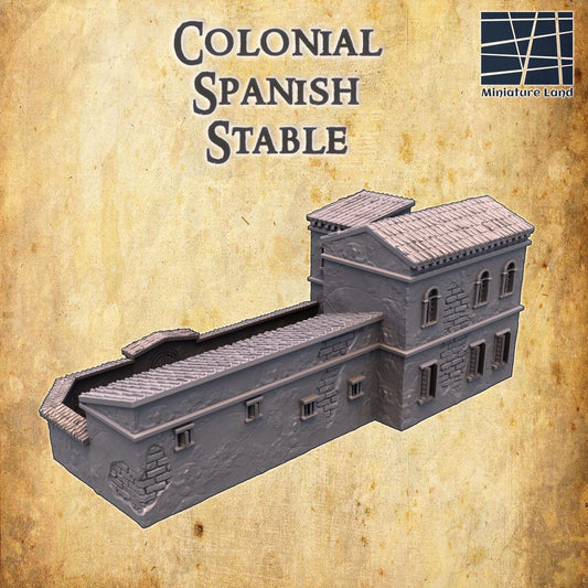 Colonial Spanish Stable - Tabletop Terrain - 28 MM, Tabletop 3D Printed Terrain by MiniatureLand, Perfect for Wargaming and RPGs