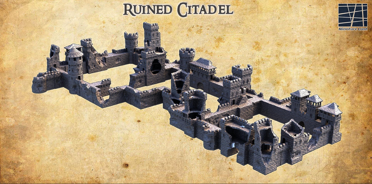 Modular Ruined Citadel - Tabletop Terrain - 28 MM, Tabletop 3D Printed Terrain by MiniatureLand, Perfect for Wargaming and RPGs