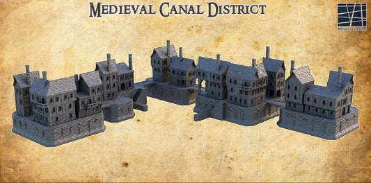 Medieval Canal District - Tabletop Terrain - 28 MM, Tabletop 3D Printed Terrain by MiniatureLand, Perfect for Wargaming and RPGs
