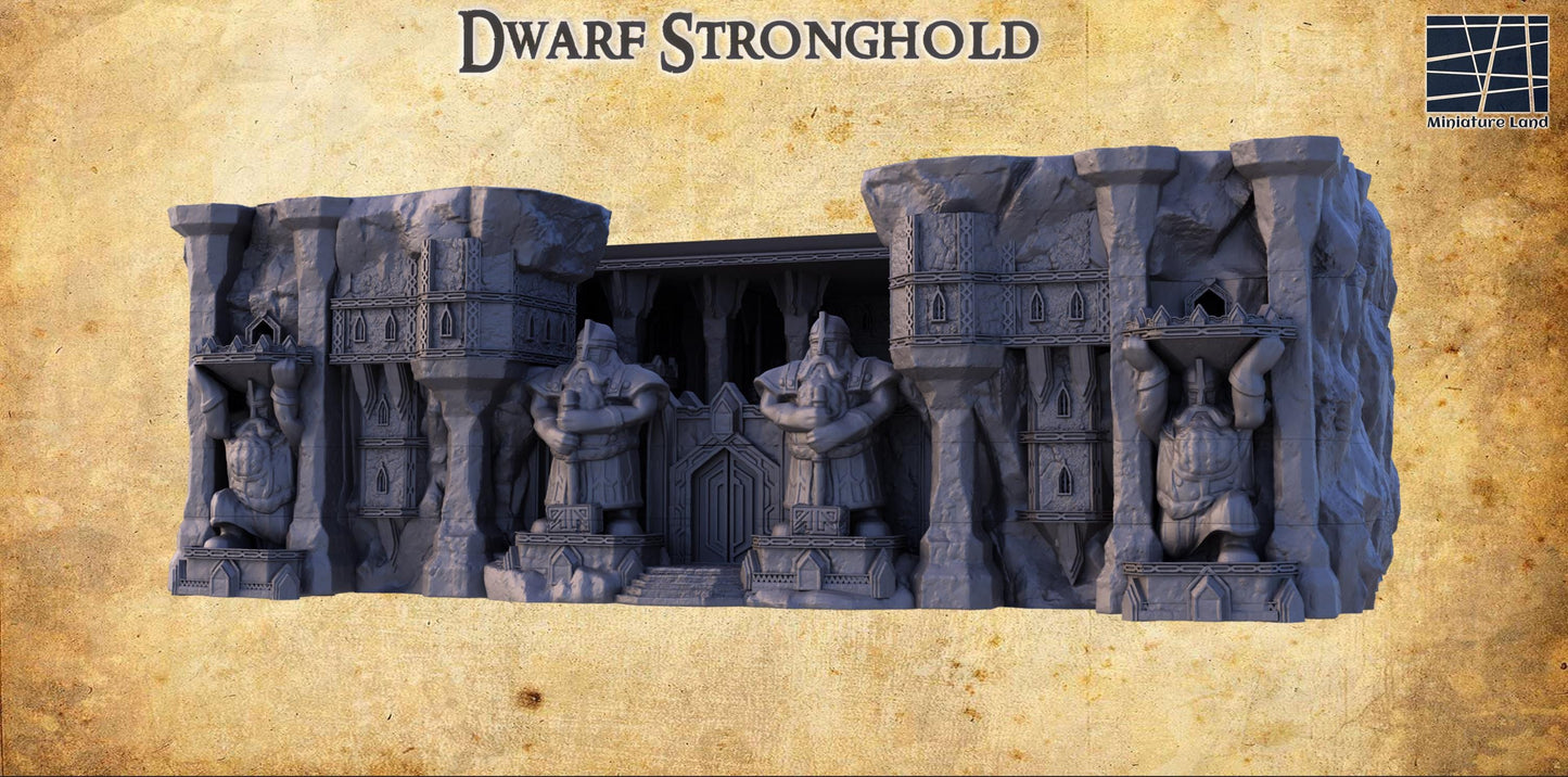 Dwarf Stronghold - Tabletop Terrain - 28 MM, Tabletop 3D Printed Terrain by MiniatureLand, Perfect for Wargaming and RPGs