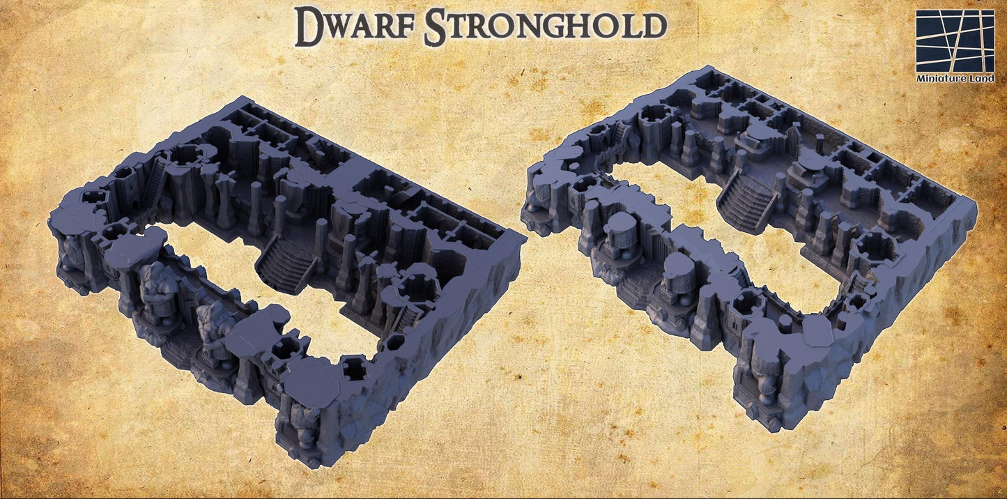 Dwarf Stronghold - Tabletop Terrain - 28 MM, Tabletop 3D Printed Terrain by MiniatureLand, Perfect for Wargaming and RPGs