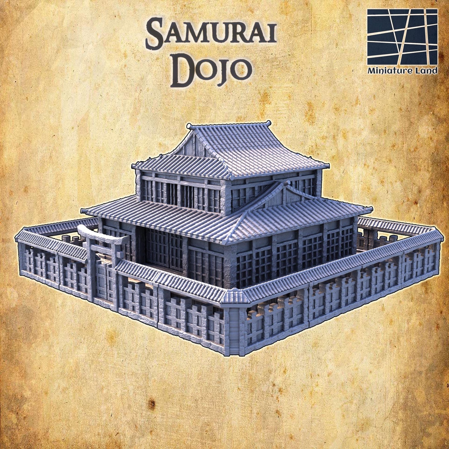 Samurai Dojo - Tabletop Terrain - 28 MM, Tabletop 3D Printed Terrain by MiniatureLand, Perfect for Wargaming and RPGs