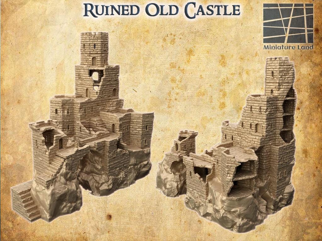 Ruined Old Castle - Tabletop Terrain - 28 MM, Tabletop 3D Printed Terrain by MiniatureLand, Perfect for Wargaming and RPGs