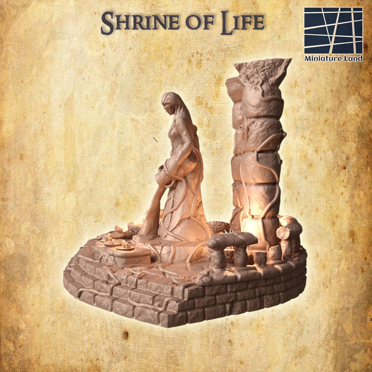 Shrine of Life - Tabletop Terrain - 28 MM, Tabletop 3D Printed Terrain by MiniatureLand, Perfect for Wargaming and RPGs