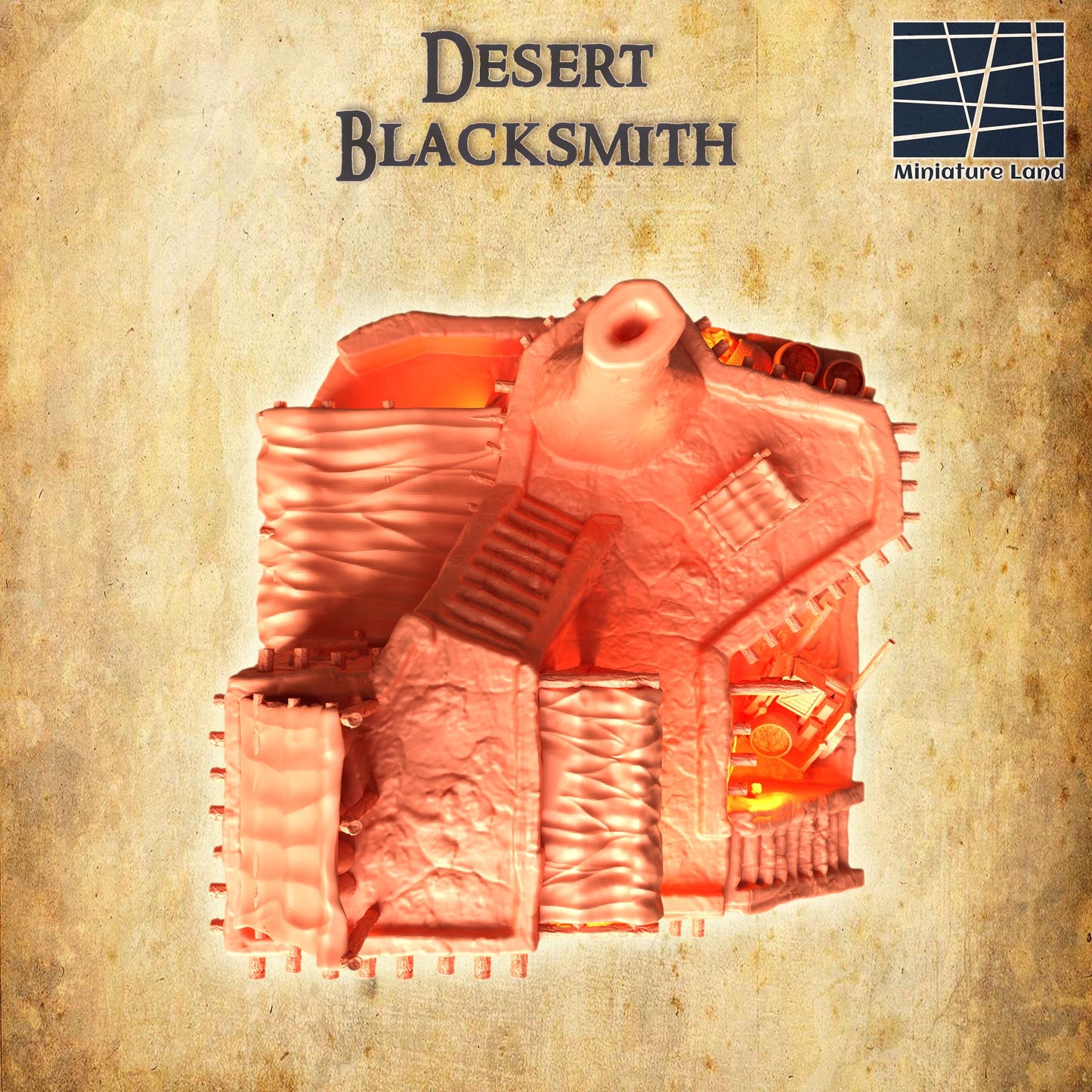 Desert Blacksmith - Tabletop Terrain - 28 MM, Tabletop 3D Printed Terrain by MiniatureLand, Perfect for Wargaming and RPGs