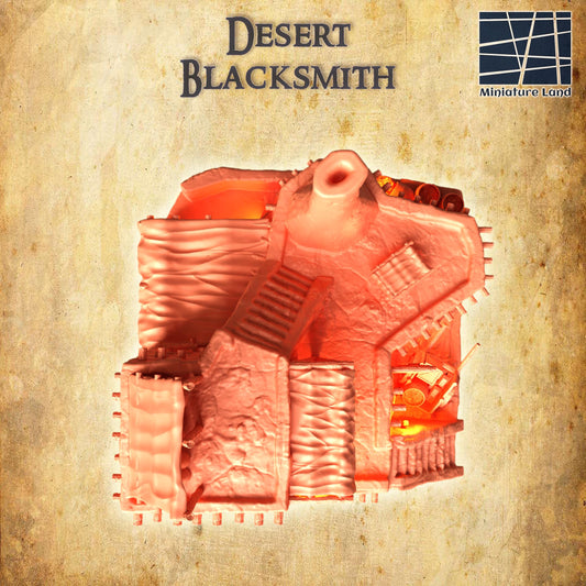 Desert Blacksmith - Tabletop Terrain - 28 MM, Tabletop 3D Printed Terrain by MiniatureLand, Perfect for Wargaming and RPGs