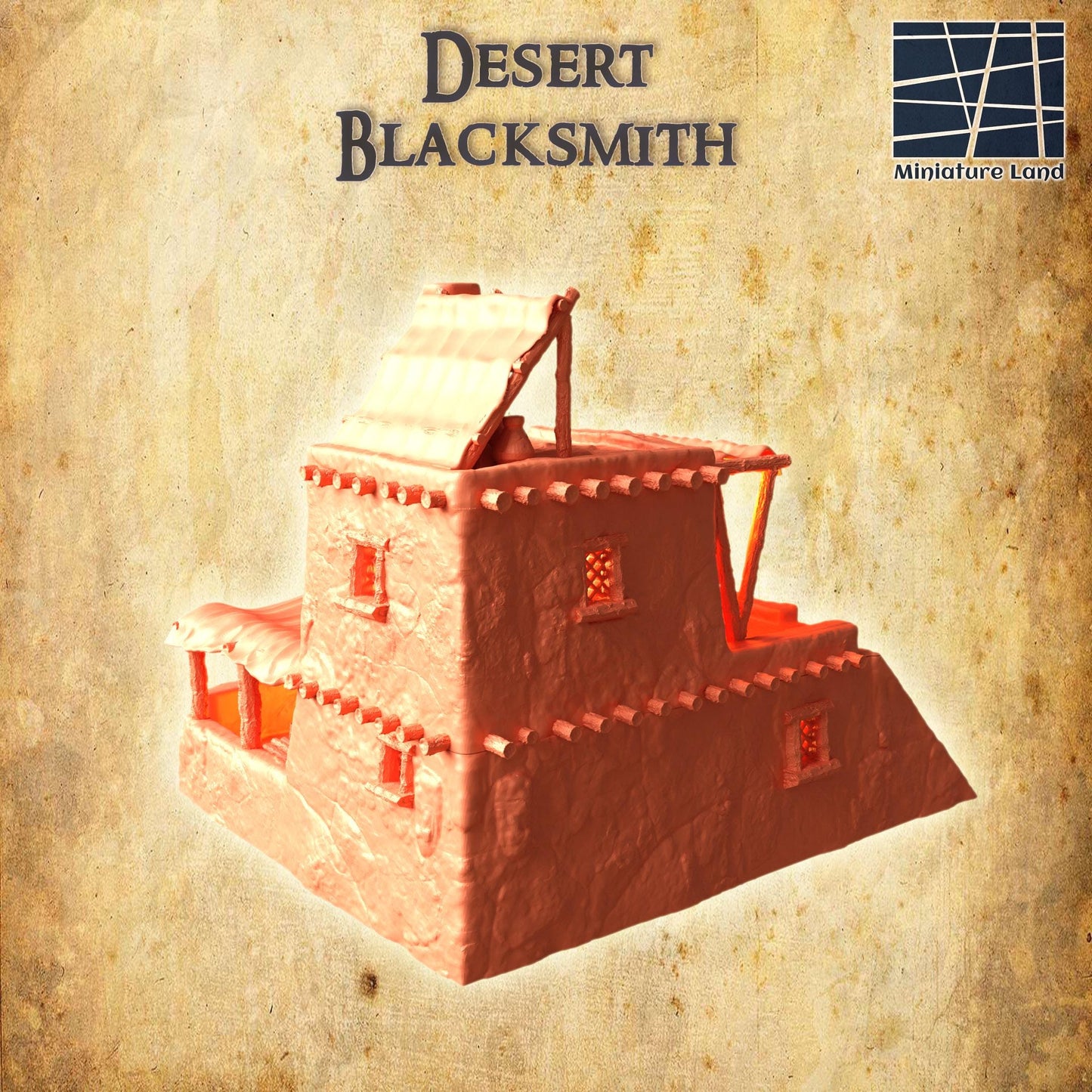Desert Blacksmith - Tabletop Terrain - 28 MM, Tabletop 3D Printed Terrain by MiniatureLand, Perfect for Wargaming and RPGs