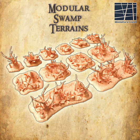 Swamp Terrain - Tabletop Terrain - 28 MM, Tabletop 3D Printed Terrain by MiniatureLand, Perfect for Wargaming and RPGs