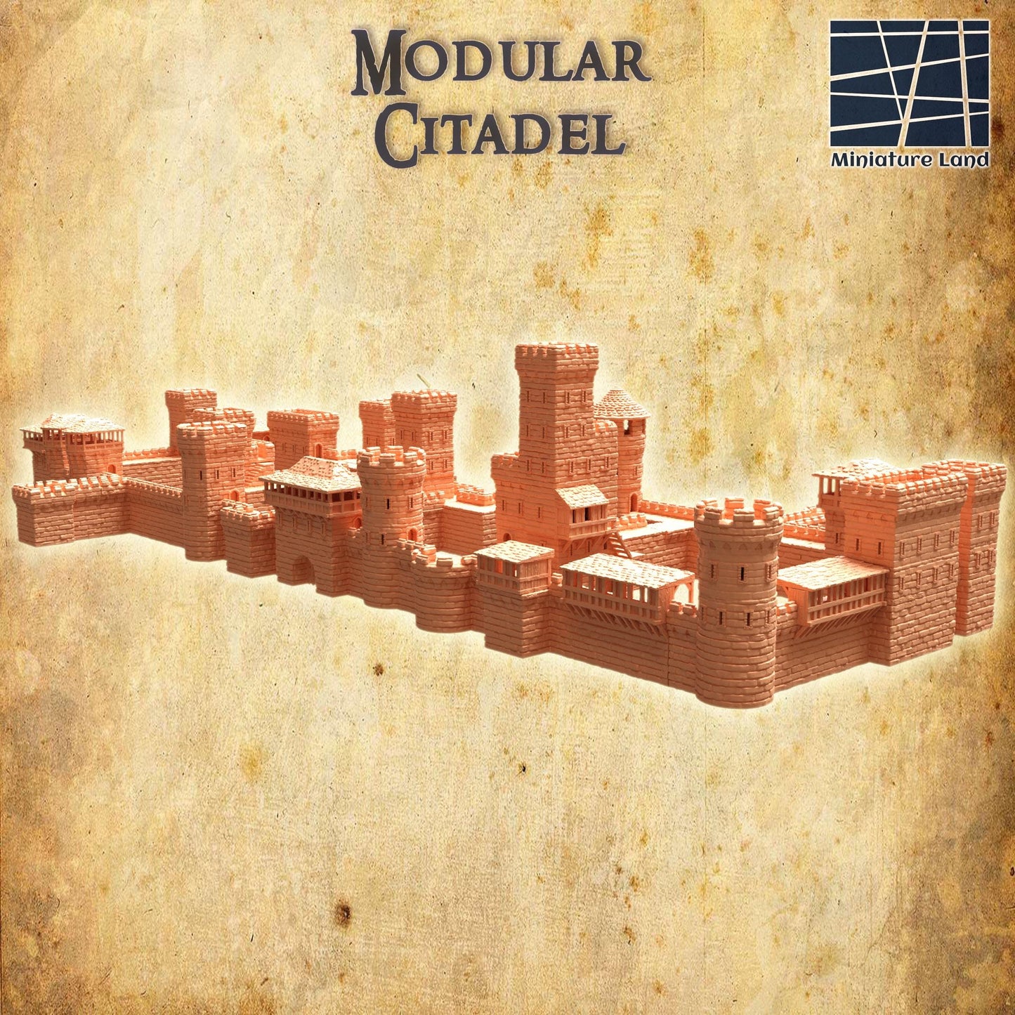 Modular Citadel - Tabletop Terrain - 28 MM, Tabletop 3D Printed Terrain by MiniatureLand, Perfect for Wargaming and RPGs