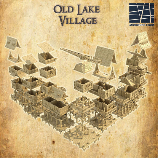 Old Lake Town - Tabletop Terrain - 28 MM, Tabletop 3D Printed Terrain by MiniatureLand, Perfect for Wargaming and RPGs