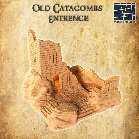 Old Catacombs Entrence - Tabletop Terrain - 28 MM, Tabletop 3D Printed Terrain by MiniatureLand, Perfect for Wargaming and RPGs