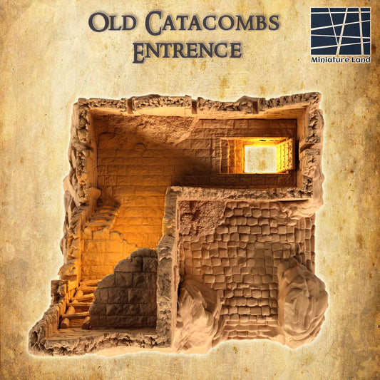 Old Catacombs Entrence - Tabletop Terrain - 28 MM, Tabletop 3D Printed Terrain by MiniatureLand, Perfect for Wargaming and RPGs