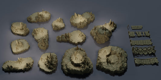 Raised Caverns - Tabletop Terrain - 28 MM, Tabletop 3D Printed Terrain by MiniatureLand, Perfect for Wargaming and RPGs