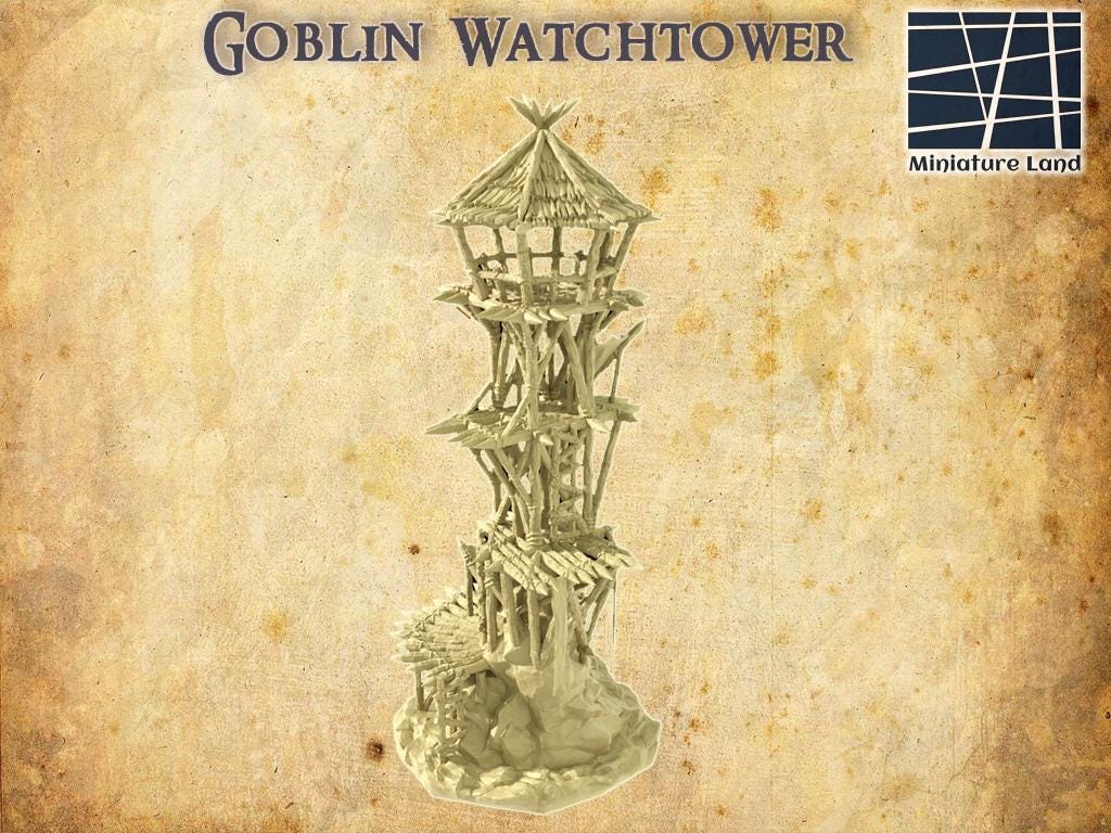 Goblin Watchtower - Tabletop Terrain - 28 MM, Tabletop 3D Printed Terrain by MiniatureLand, Perfect for Wargaming and RPGs