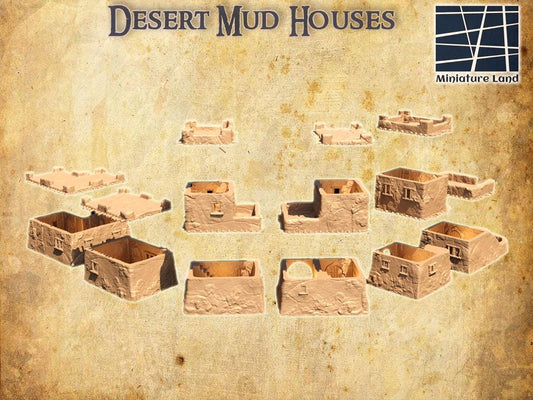Desert Mud Houses - Tabletop Terrain - 28 MM, Tabletop 3D Printed Terrain by MiniatureLand, Perfect for Wargaming and RPGs