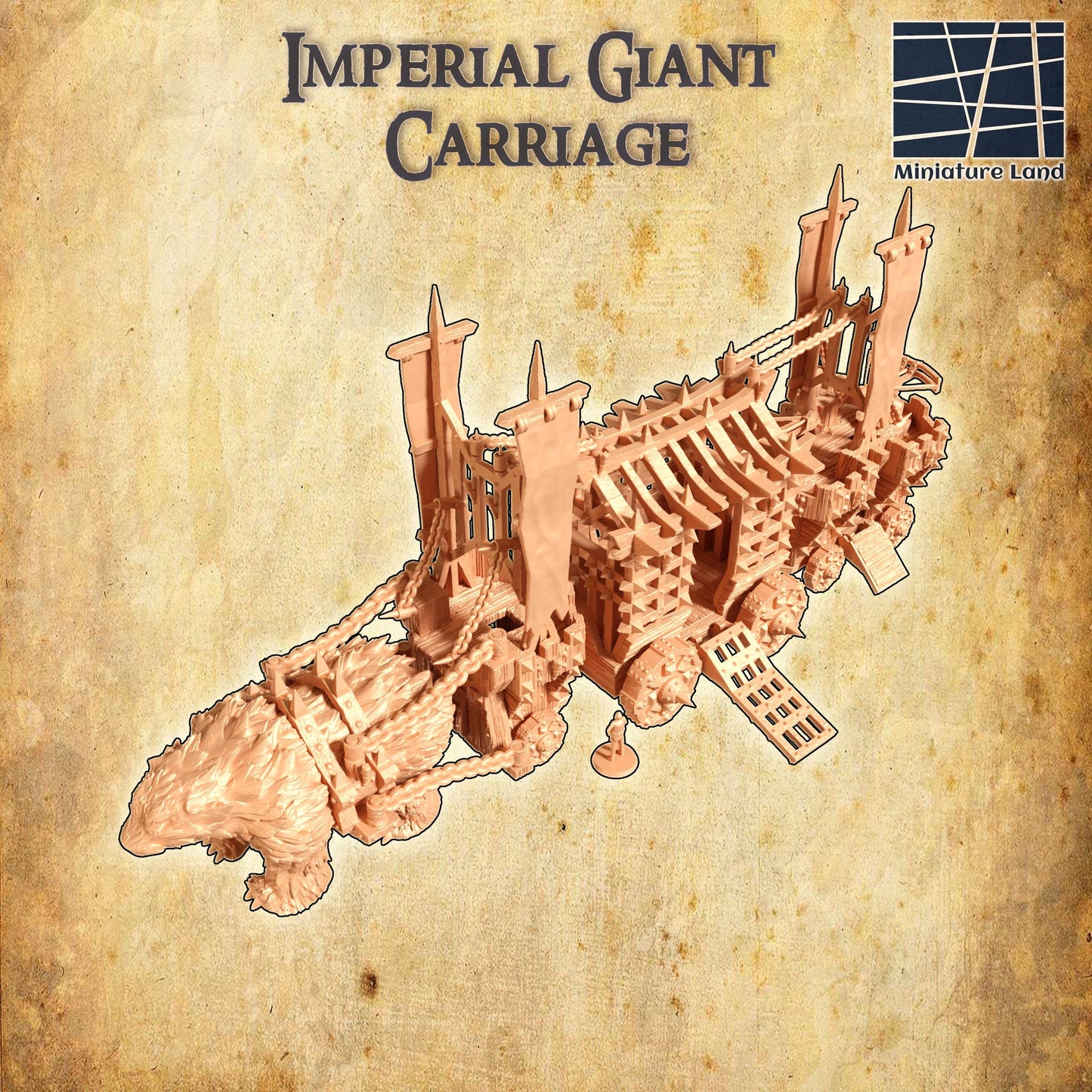 Giant Prison Cart - Tabletop Terrain - 28 MM, Tabletop 3D Printed Terrain by MiniatureLand, Perfect for Wargaming and RPGs