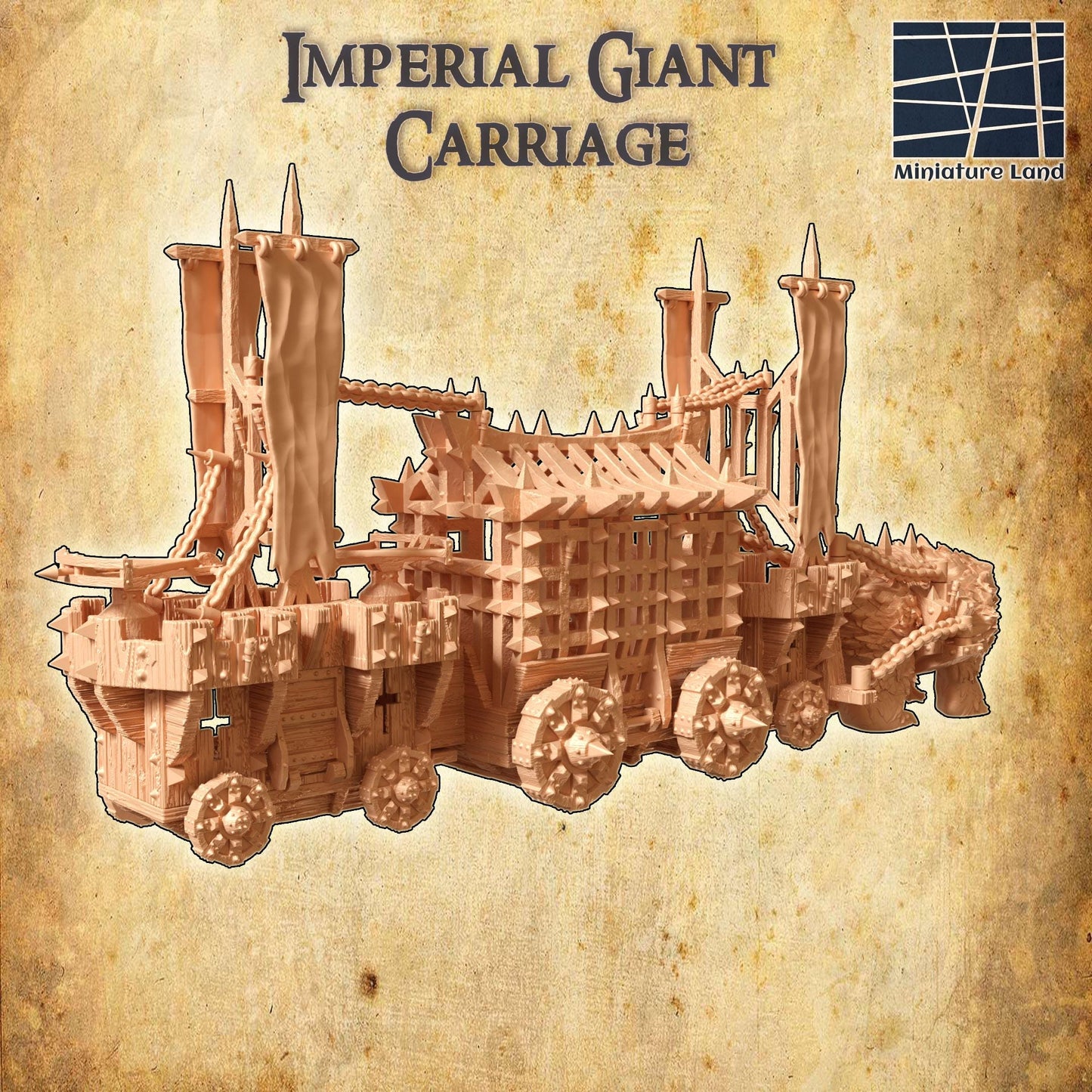 Giant Prison Cart - Tabletop Terrain - 28 MM, Tabletop 3D Printed Terrain by MiniatureLand, Perfect for Wargaming and RPGs