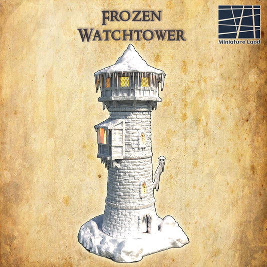 Frozen Watchtower - Tabletop Terrain - 28 MM, Tabletop 3D Printed Terrain by MiniatureLand, Perfect for Wargaming and RPGs
