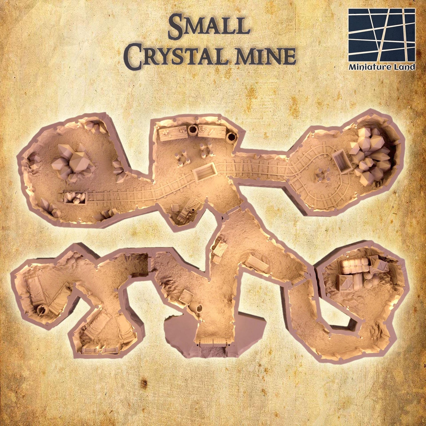Small Crystal Mine - Tabletop Terrain - 28 MM, Tabletop 3D Printed Terrain by MiniatureLand, Perfect for Wargaming and RPGs